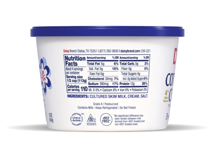 Daisy cottage cheese with fruit nutrition