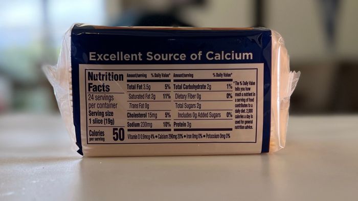 Slice of american cheese nutrition facts