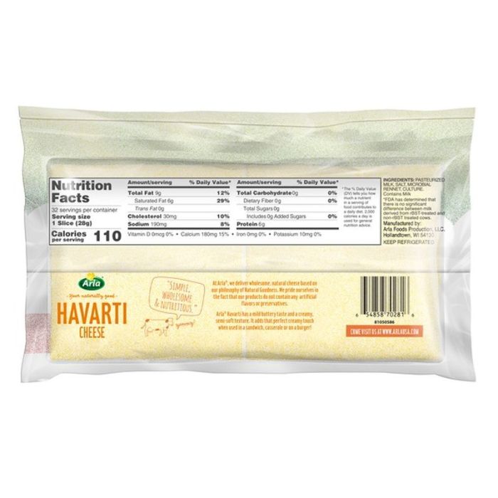 Havarti cheese nutrition facts